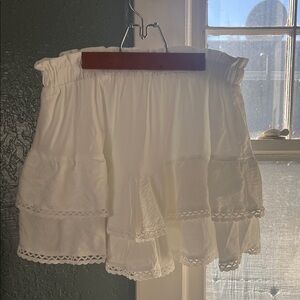 White Bohemian Short Ruffled Skirt w/ built in shorts